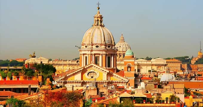 Pietro da Cortona designed the dome, the fifth of Rome for amplitude